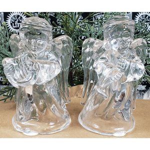 2 Glass Christmas Angel Candle Holders🎄